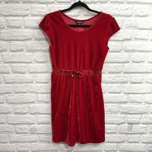 George Girls Sz 14/16 Red Velvet & Sequin Christmas Holiday Dress Formal  w/ Bow